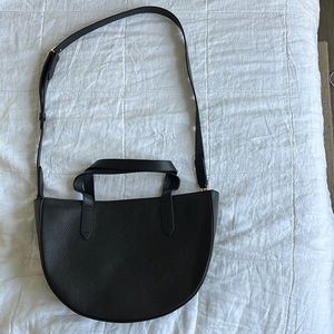 Cuyana Black Pebble Leather Purse Semi Circle Half Moon Bag